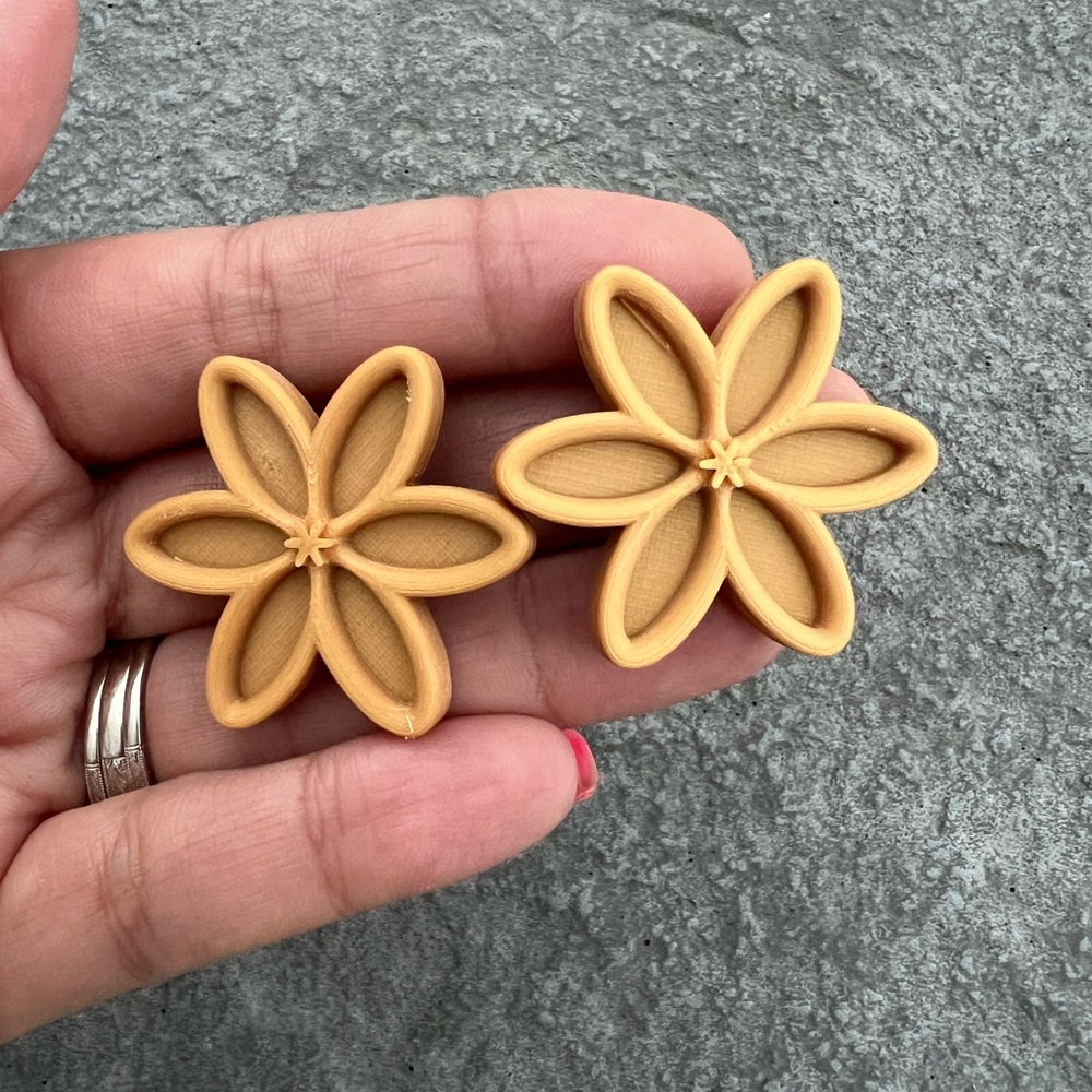 Gold Flower Stud Earring 3D designed & printed